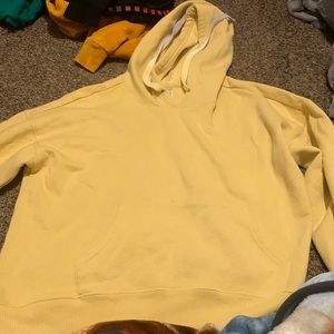 yellow hoodie with cute strings to adjust